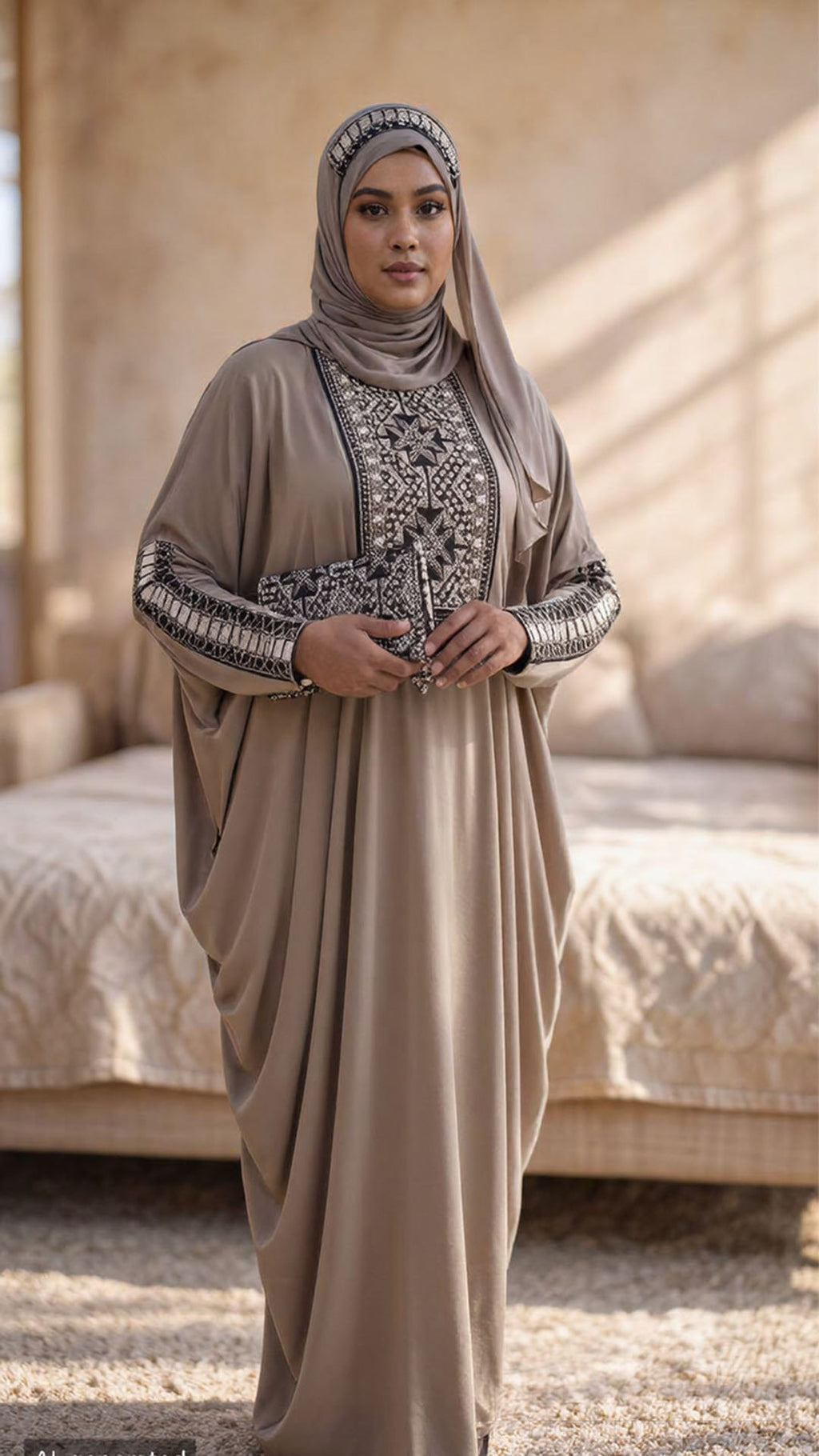 عباية اردنية راقية 3 قطع لإطلالة فخمة ومريحة في كل مناسبة تأتي مع فولار و حقيبة.r5