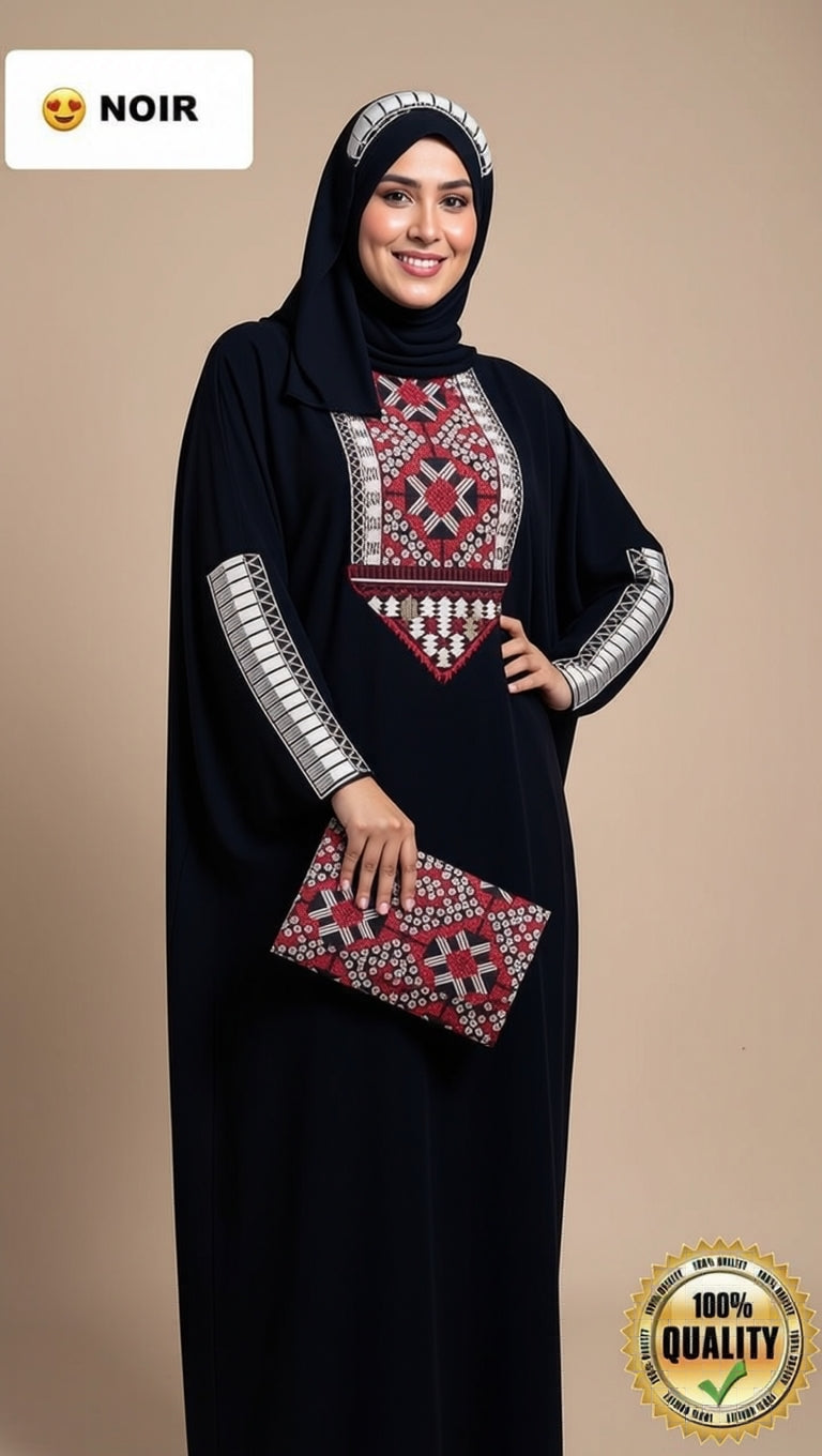 عباية اردنية راقية 3 قطع لإطلالة فخمة ومريحة في كل مناسبة تأتي مع فولار و حقيبة.r5