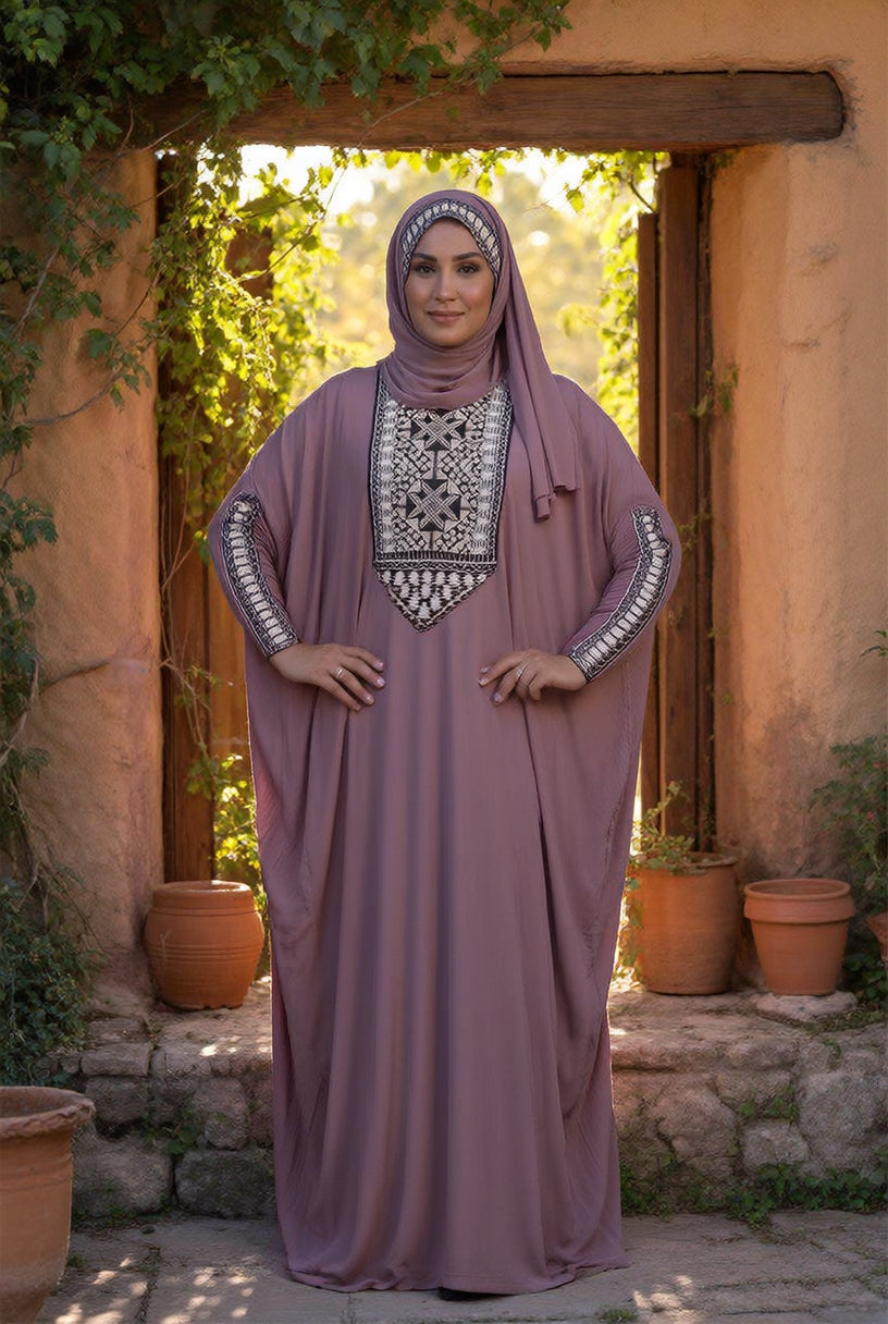 عباية اردنية راقية 3 قطع لإطلالة فخمة ومريحة في كل مناسبة تأتي مع فولار و حقيبة.r5