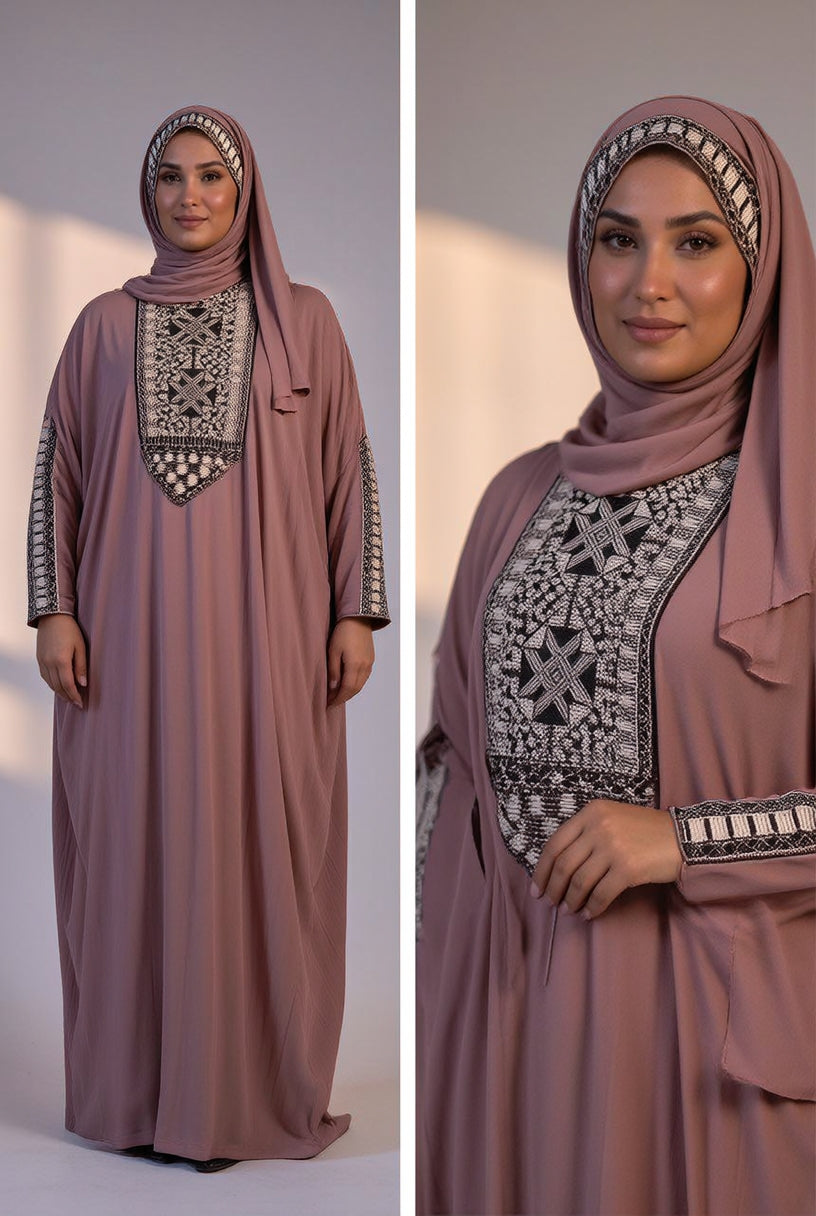 عباية اردنية راقية 3 قطع لإطلالة فخمة ومريحة في كل مناسبة تأتي مع فولار و حقيبة.r5