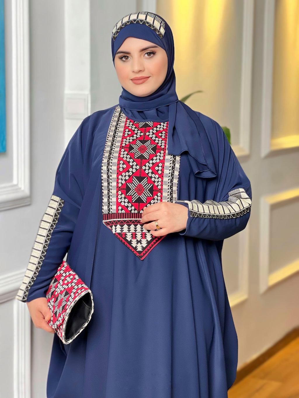 عباية اردنية راقية 3 قطع لإطلالة فخمة ومريحة في كل مناسبة تأتي مع فولار و حقيبة.r5